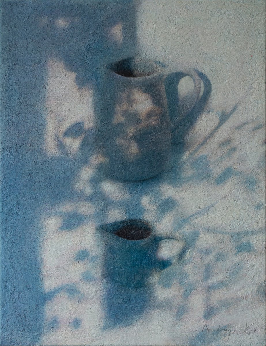 Impressionistic Still Life Acrylic Painting By Andrejs Ko, 20 X 26, Bright Sunny Afternoon In The Garden, Original Artwork