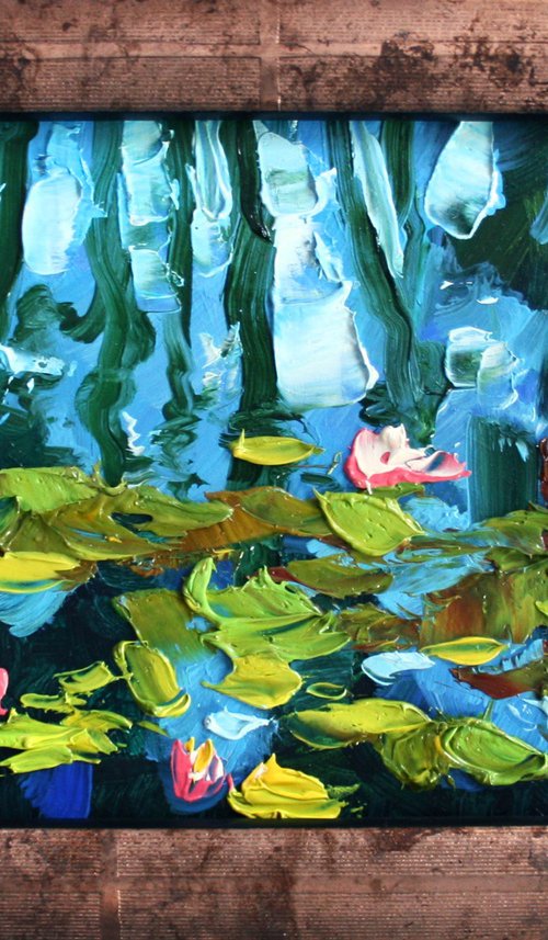 Pond.., framed /  From my a series of mini works LANDSCAPE /  ORIGINAL PAINTING by Salana Art Gallery