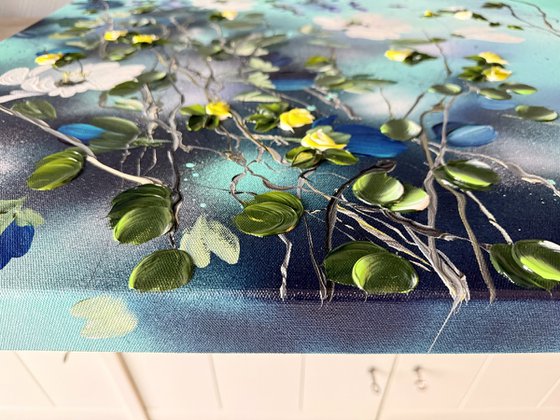 Golden Buds in Turquoise Air