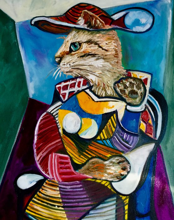 Cat version of Picasso painting FOR CAT LOVERS GIFT IDEA FELINE ART