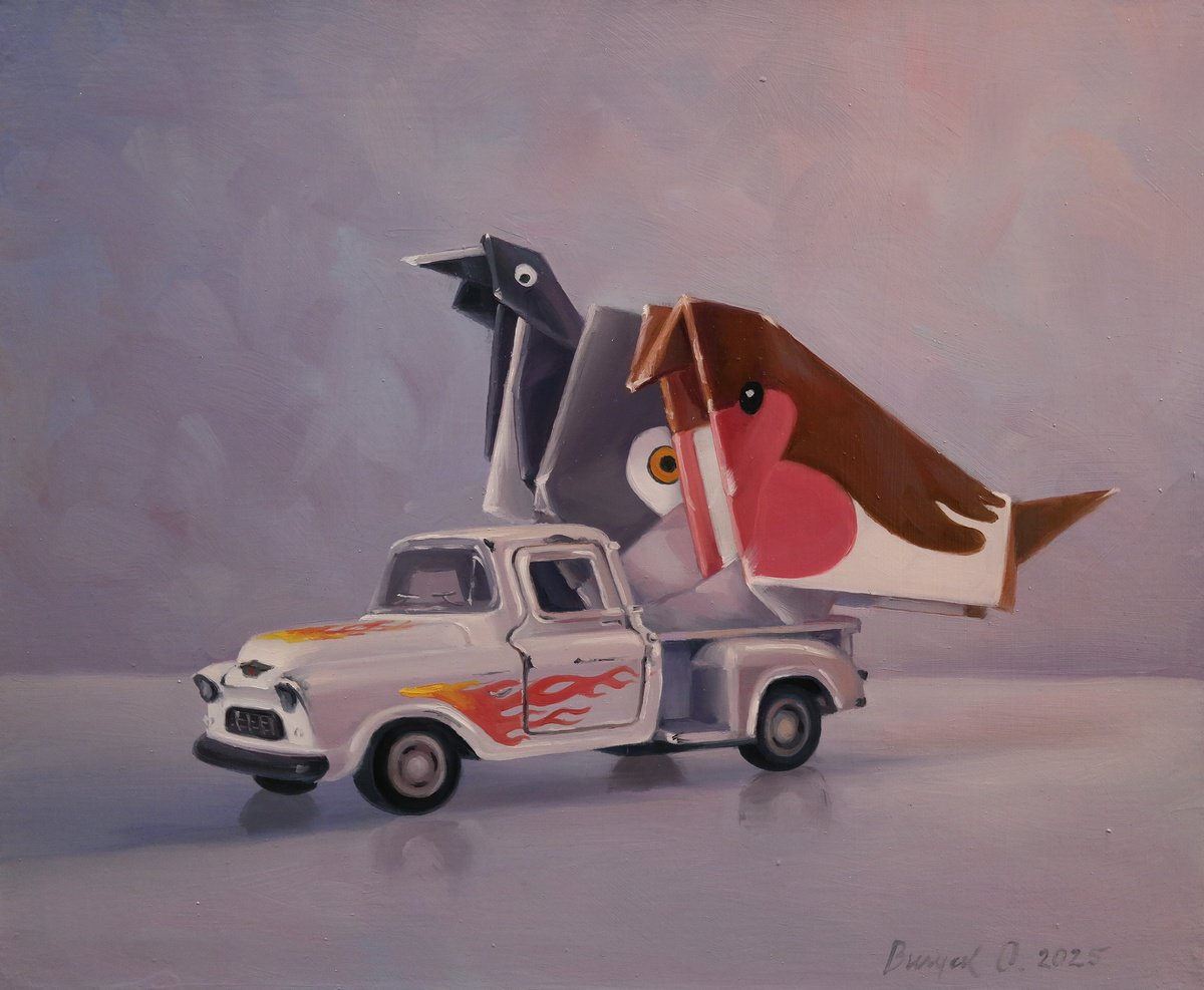 Illustrative Still Life Oil Painting By Lena Vylusk, 12 X 10", "Speed - ? - ?Of Dreams", Original Artwork