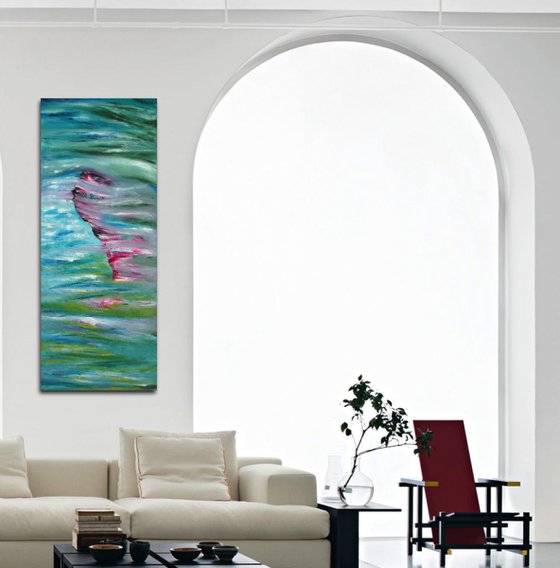 Impressionist -  40x100 cm, Original abstract painting, oil on canvas