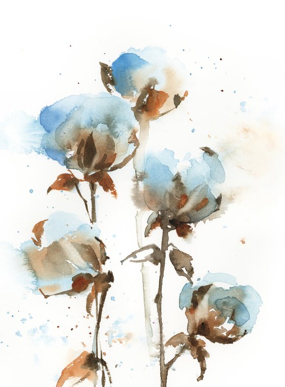 Cotton Flowers Diptych