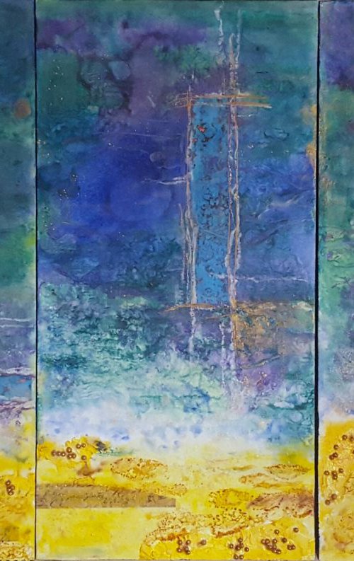 Deep Blue, encaustic on board by Laura Spring