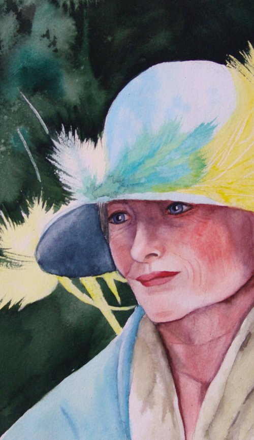 Society lady, watercolor portrait by Elena Gaivoronskaia