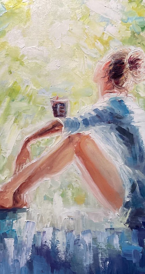 Girl near the window. Spring dreams by Mariia Hyhar