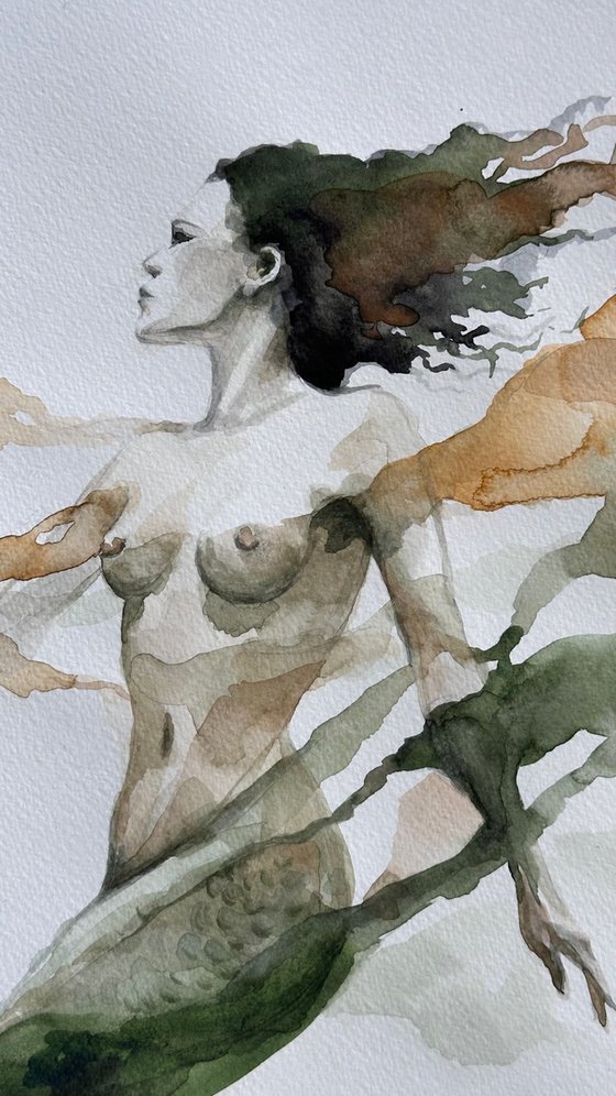 Ethereal Green Abstract Mermaid