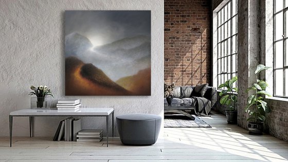 Large Abstract Landscape XXI - Oil Painting on Canvas 100×100 cm