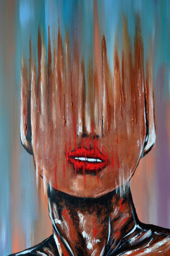 Naked Streaks - Modern Portrait Original Painting Art On The Deep Edge Canvas Ready To Hang