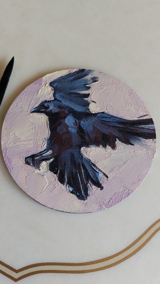 Crow oil painting