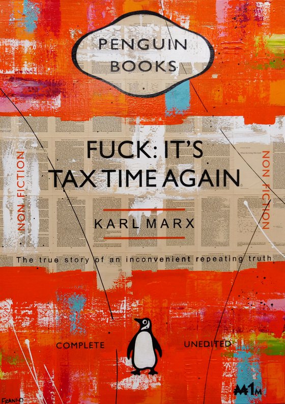 Tax Time Tears 140cm x 100cm Tax Book Page Urban Pop Art