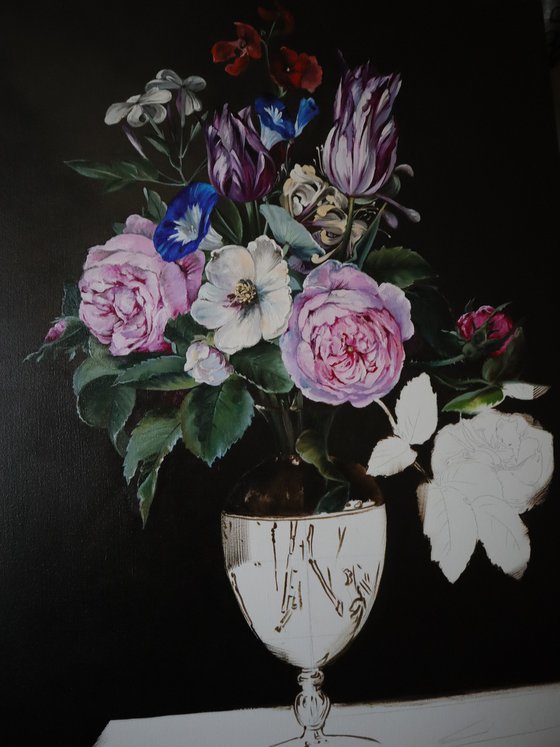 Vase of Flowers, Large Still Life Bouquet Flowers