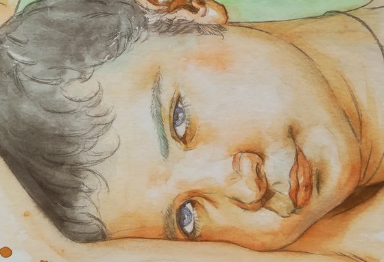 Watercolor-Portrait of young man