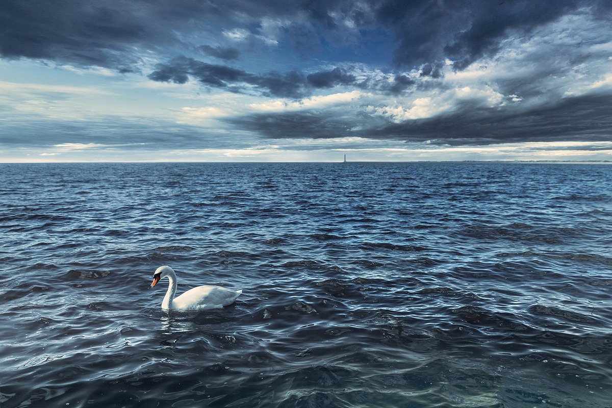 Photorealistic Landscape Photograph By Valerix, 24 X 17", In The Blue Sea Of Sadness., Original Artwork