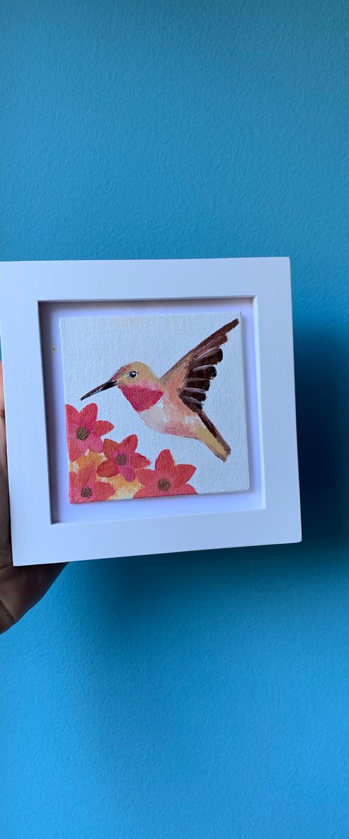 Hummingbird and flowers 2 by Olha Gitman