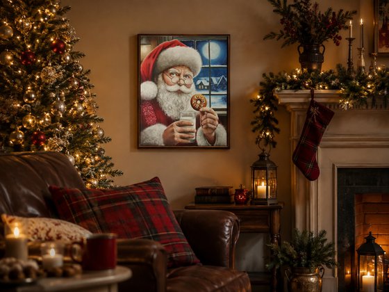 Santa Claus with Milk and Cookie