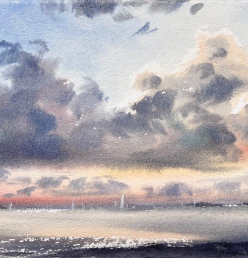 Yachts at sunset #22 by Eugenia Gorbacheva