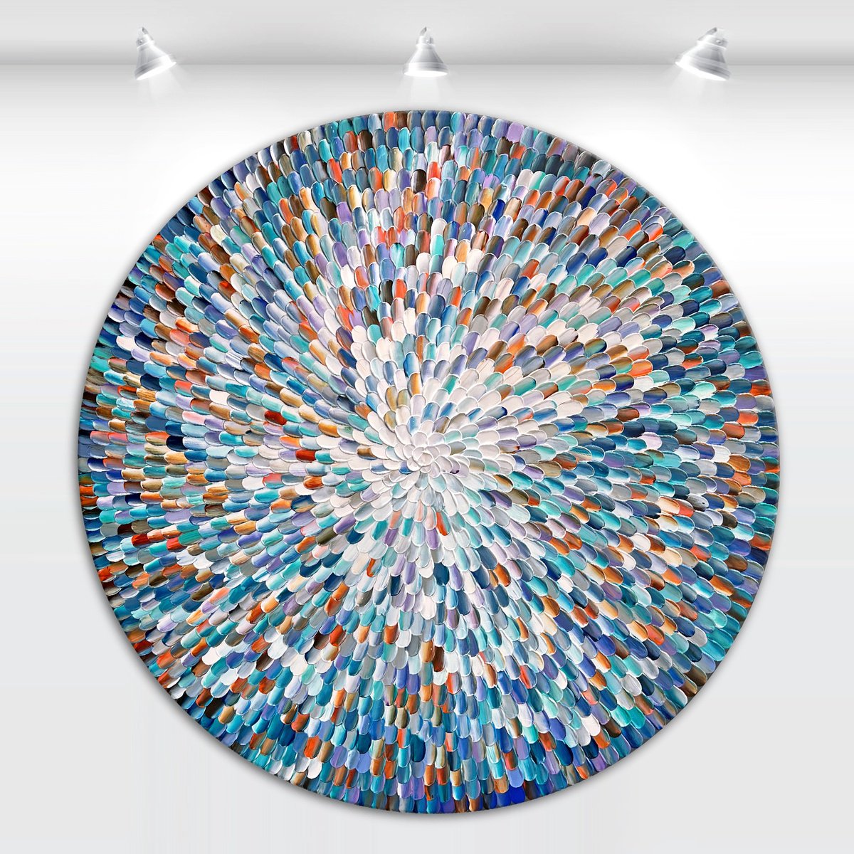 Geometric Abstract Acrylic Painting By Tatiana Georgieva, 43 X 43", Cycles Of Nature, Original Artwork