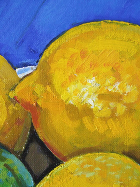 Lemons with a Blue Background