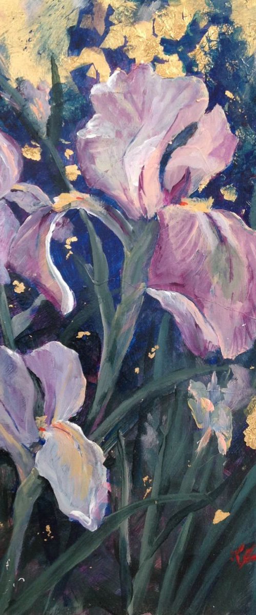 Iris with Gold by Kathleen Harrington