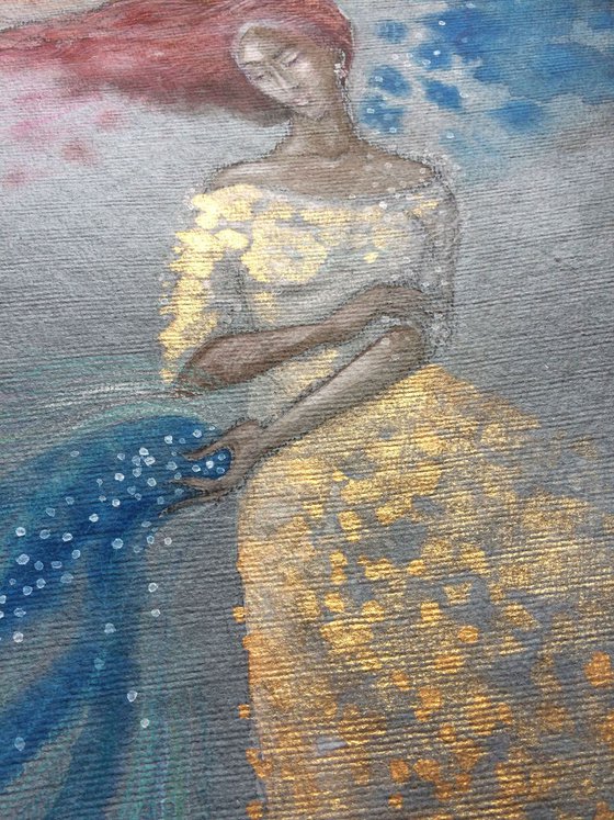Aquarius ~ Woman as conduit (watercolour on handmade paper)