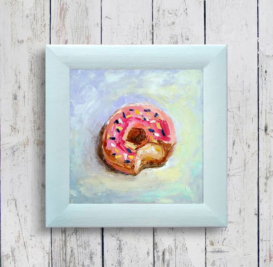 Donut Painting Original Art Small Food Artwork Dessert Wall Art