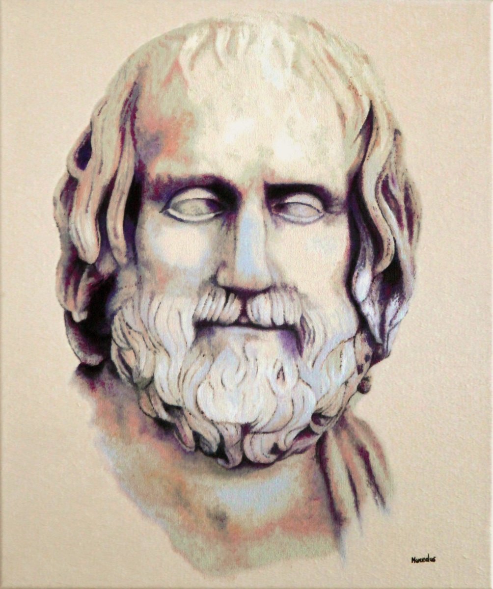 Urban And Pop Oil Painting , Bust Of Euripides By Mercedes Soret, 18 X 22, Artwork For Sale On Artfinder