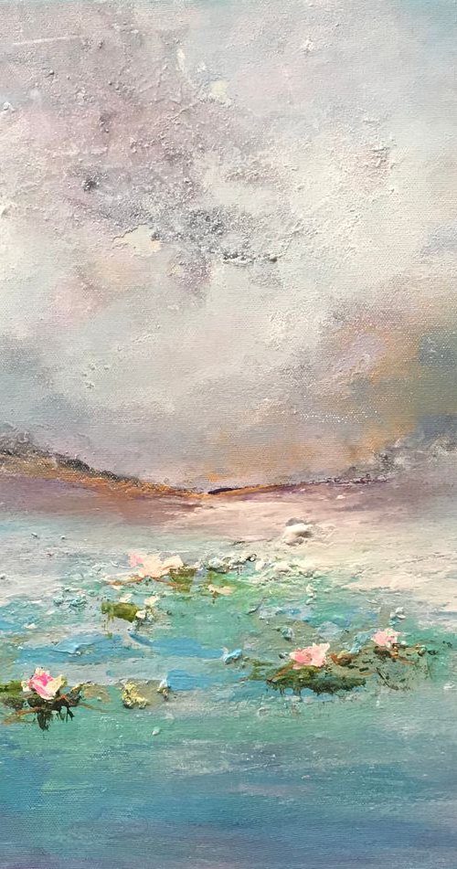 Water lilies abstract floral pond by Henrieta Angel
