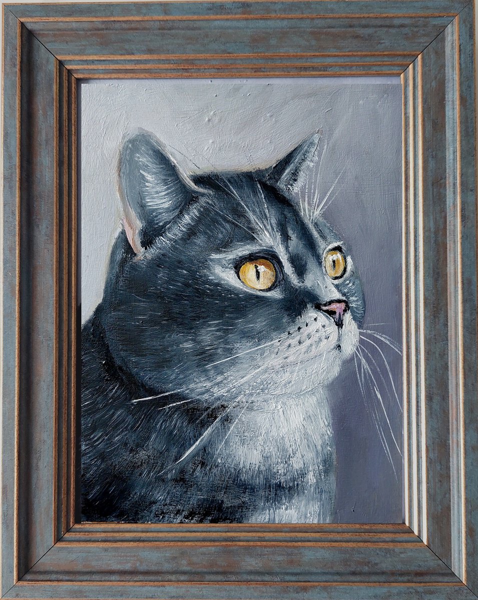 Impressionistic Animal Oil Painting By Ira Whittaker, 8 X 10, Whiskered Wonder, Original Artwork
