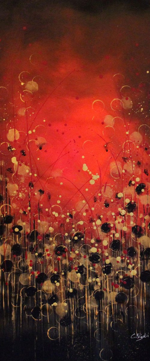 Perfect Atmosphere #2 - Extra large original abstract floral landscape by Cecilia Frigati