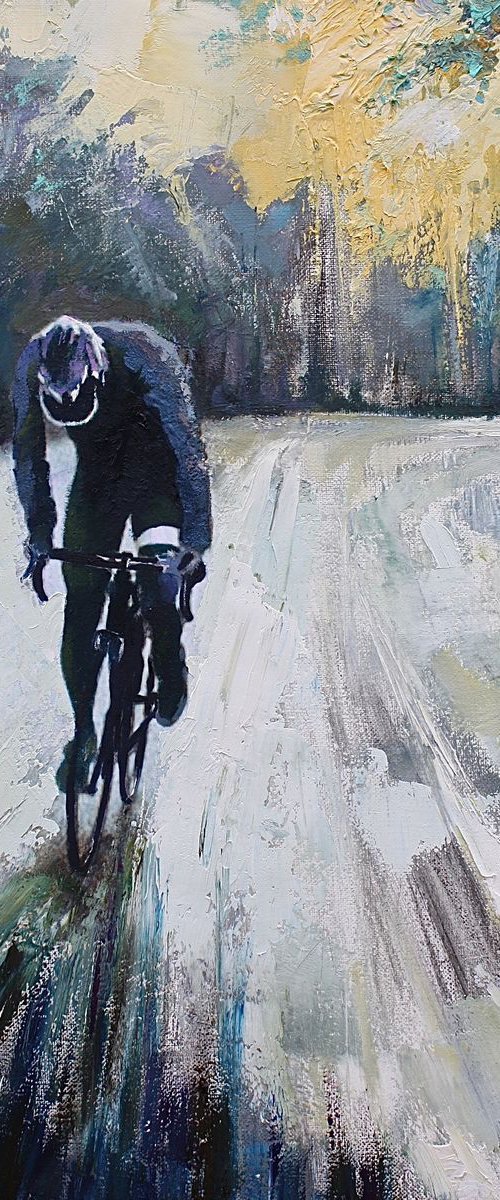 The Climb (Cycling Painting) by Simon Jones