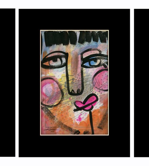 Funky Face Collection 7 - 3 Mixed Media Collage Paintings by Kathy Morton Stanion by Kathy Morton Stanion