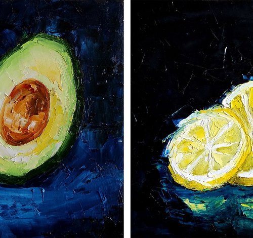 Avocado and lemon (diptych) by Yulia Berseneva