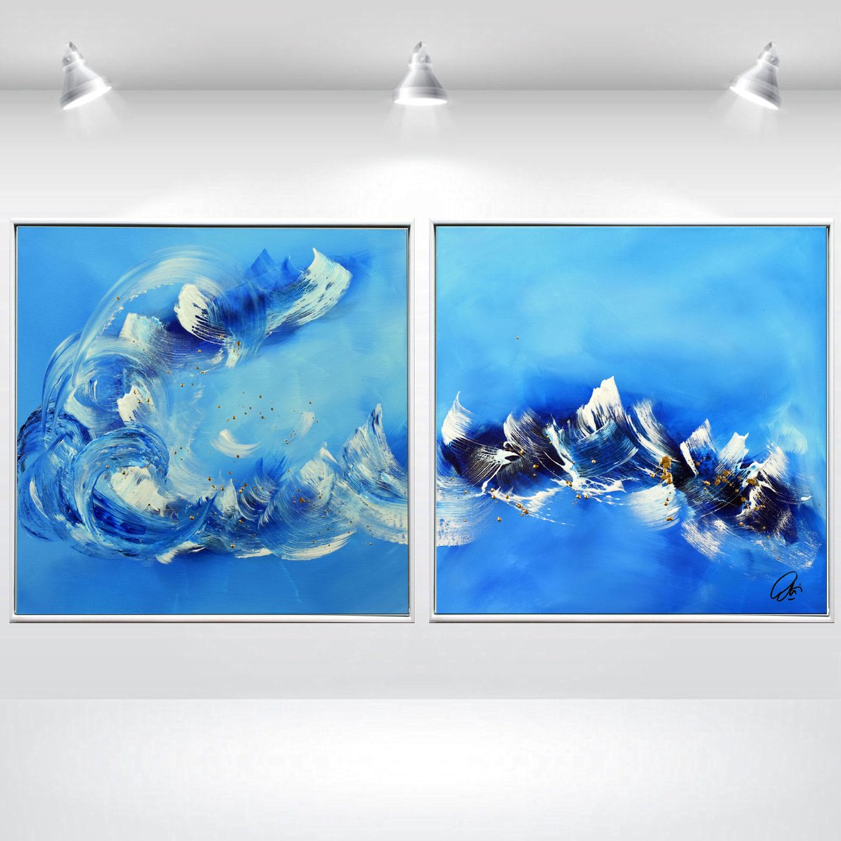 Abstract Acrylic Painting By Edelgard Schroer, 42 X 21, Ocean Currents, Original Artwork