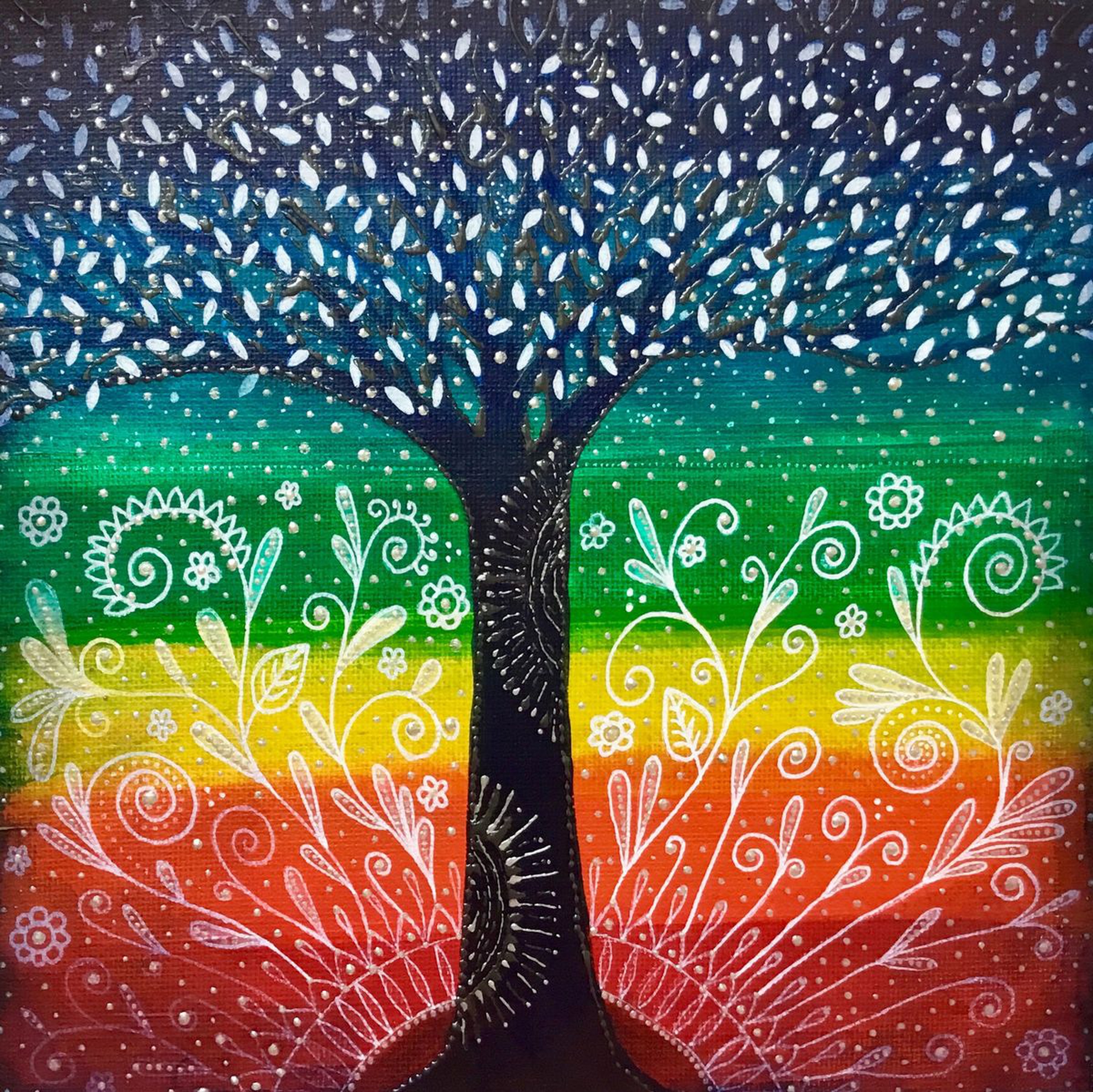 Chakra Tree Acrylic Abstract Canvas Painting Artfinder