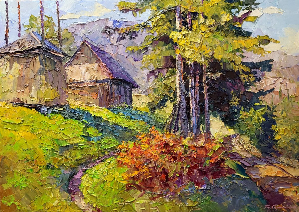 Impressionistic Landscape Oil Painting By Boris Serdyuk, 28 X 20, Carpathian Motif, Original Artwork
