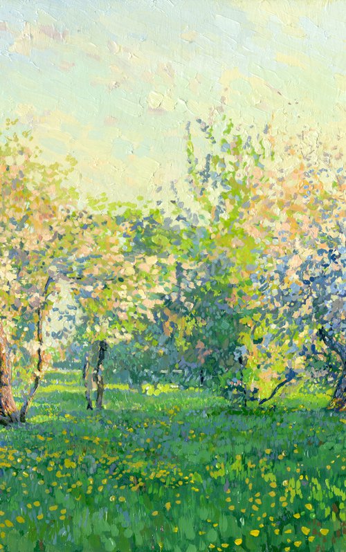 Quiet evening. Apple trees in bloom. Kolomenskoe by Simon Kozhin