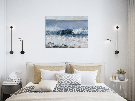 'Edge of the Surf Zone II' Beach Wave Seaside Seascape Palette Knife Oil Painting