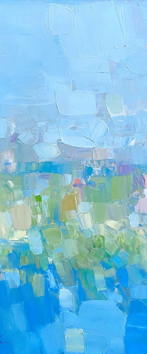 Summer Lake, Original oil painting, Handmade artwork, One of a kind by Vahe Yeremyan