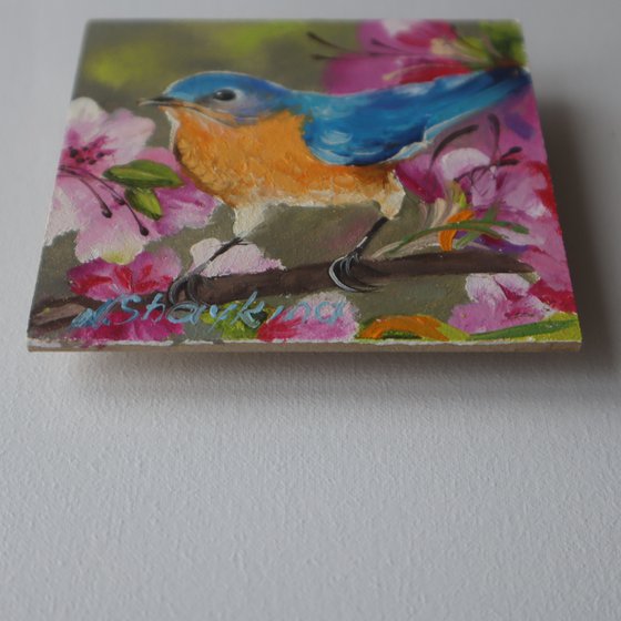 Bluebird on Blossom Branch, Happiness Bird