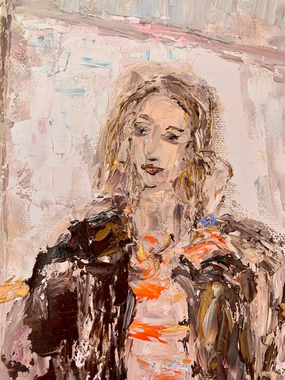 Seated young woman