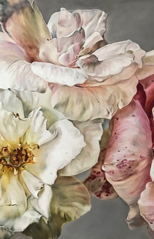 Modern oil painting "Garden roses" 120 * 80 cm by Irina Ivlieva