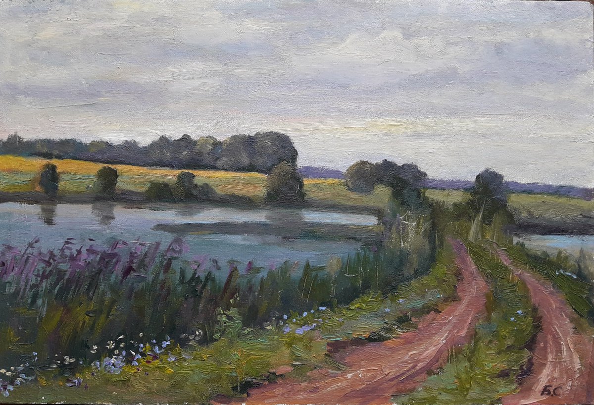 Oil painting Road along the river nSerb209 by Boris Serdyuk