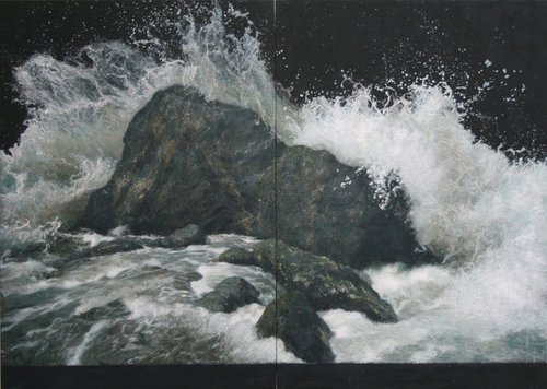 Wave Breaking Over Rock XXXII by Michael Corkrey