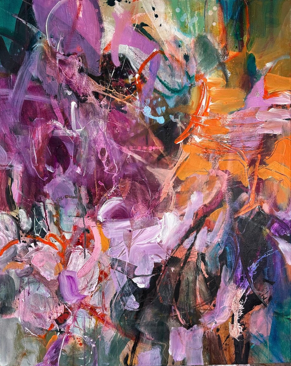 Organic Abstract Acrylic Painting By Anna Rolskaya, 31 X 39, Let Your Spirit Fly, Original Artwork