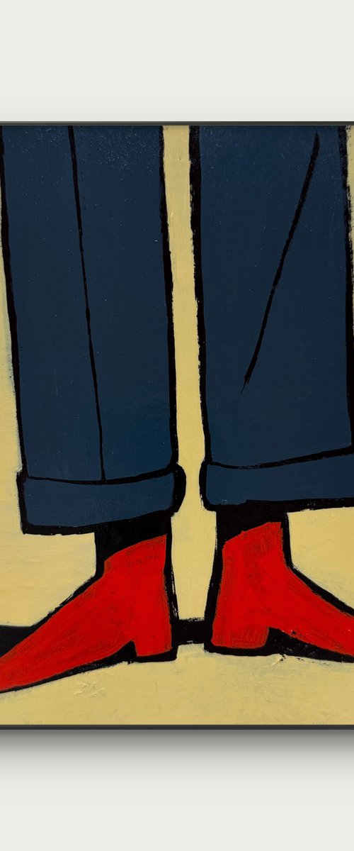 Red Shoes - Acrylic Small Painting by Daria Baklykova