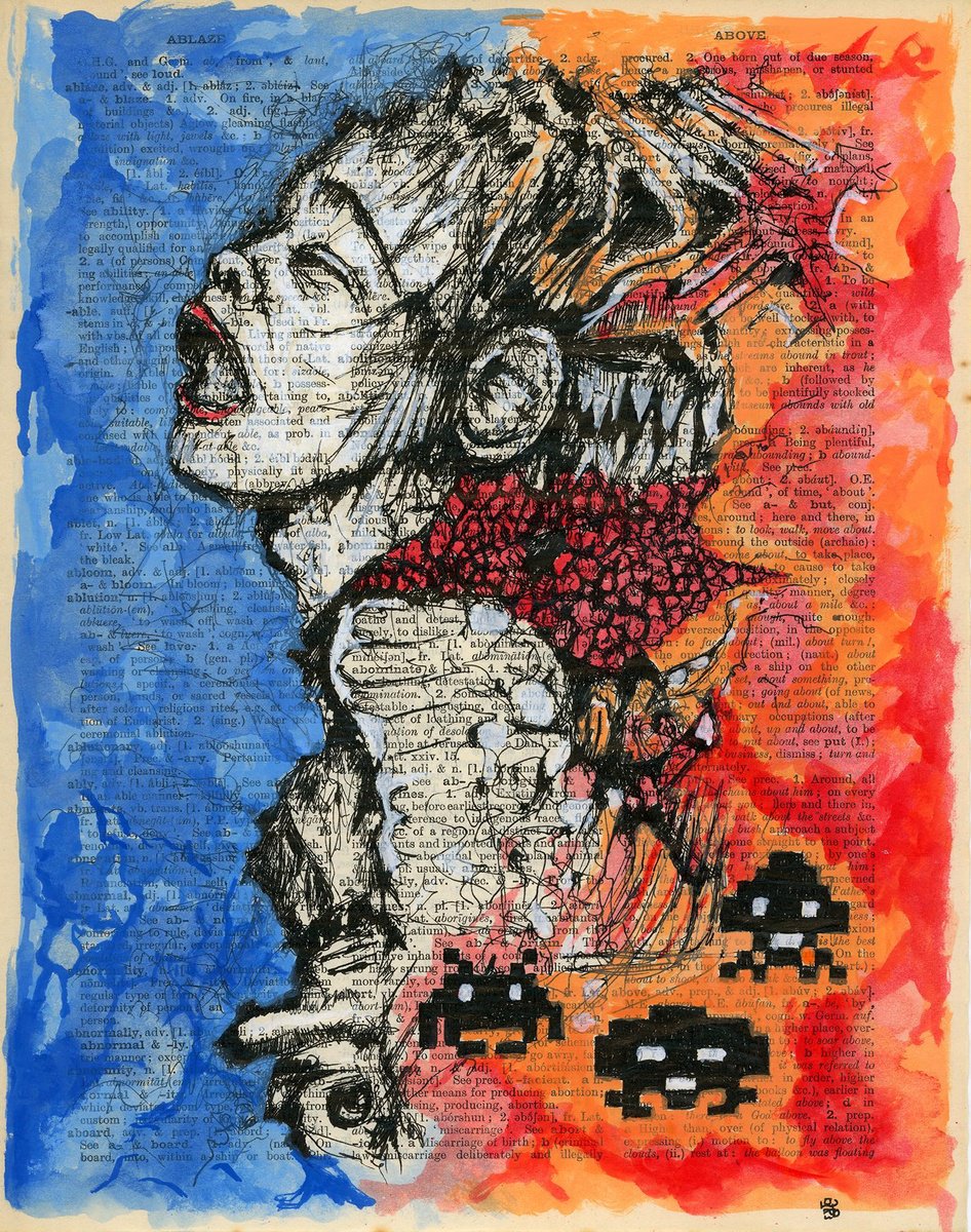 Portrait Collage By Jakub Dk - Jakub D Krzewniak, 8 X 11, Space Invaders, Original Artwork