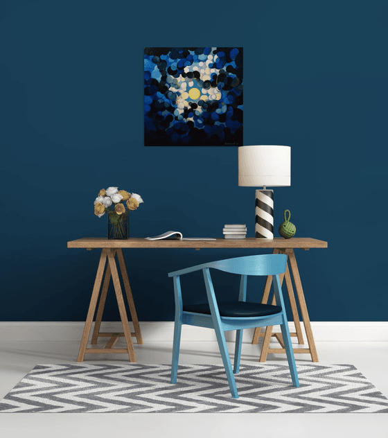 Full Moon (60x60cm, cubism, oil painting, ready to hang)