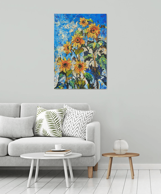 Sunflowers Under the Sky