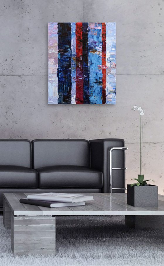 "Red line" - Original Abstract painting